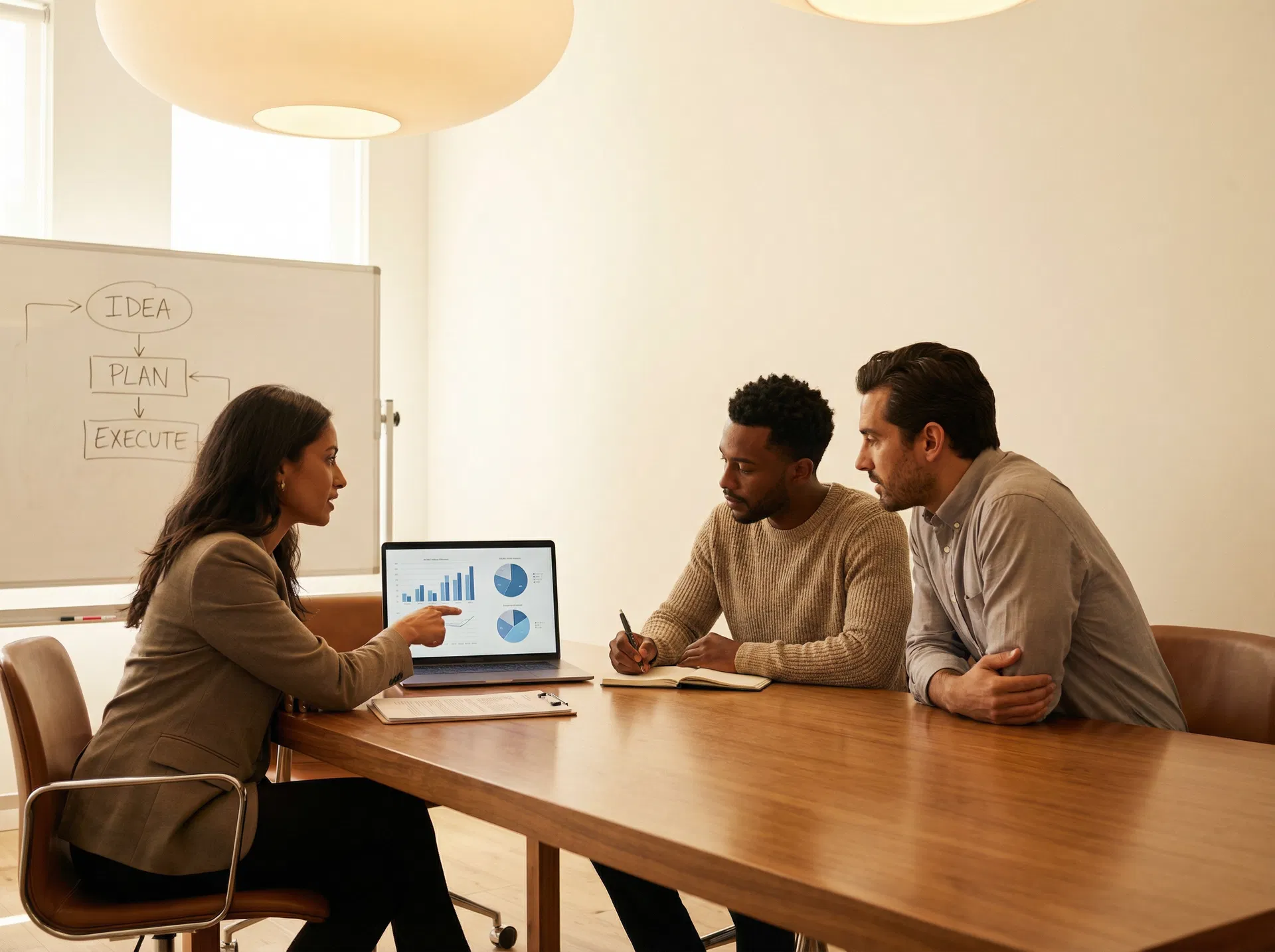 Strategy session reviewing franchise performance data