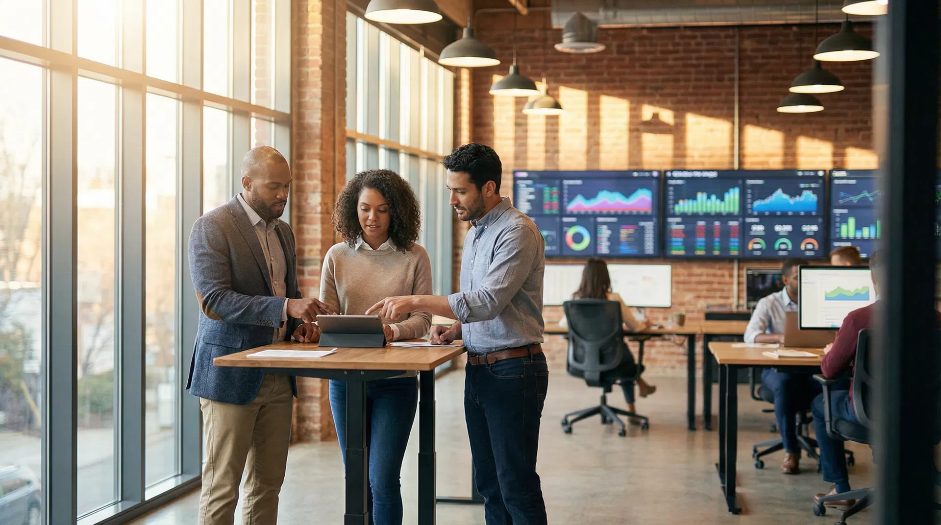 FixFox team reviewing franchise analytics in a modern office