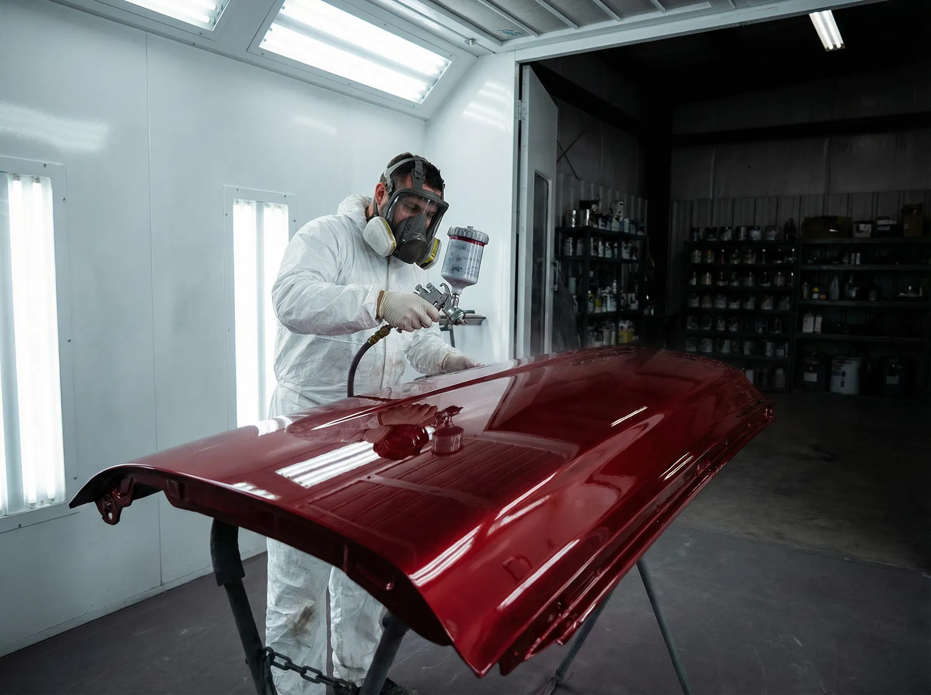 Autobody technician at work