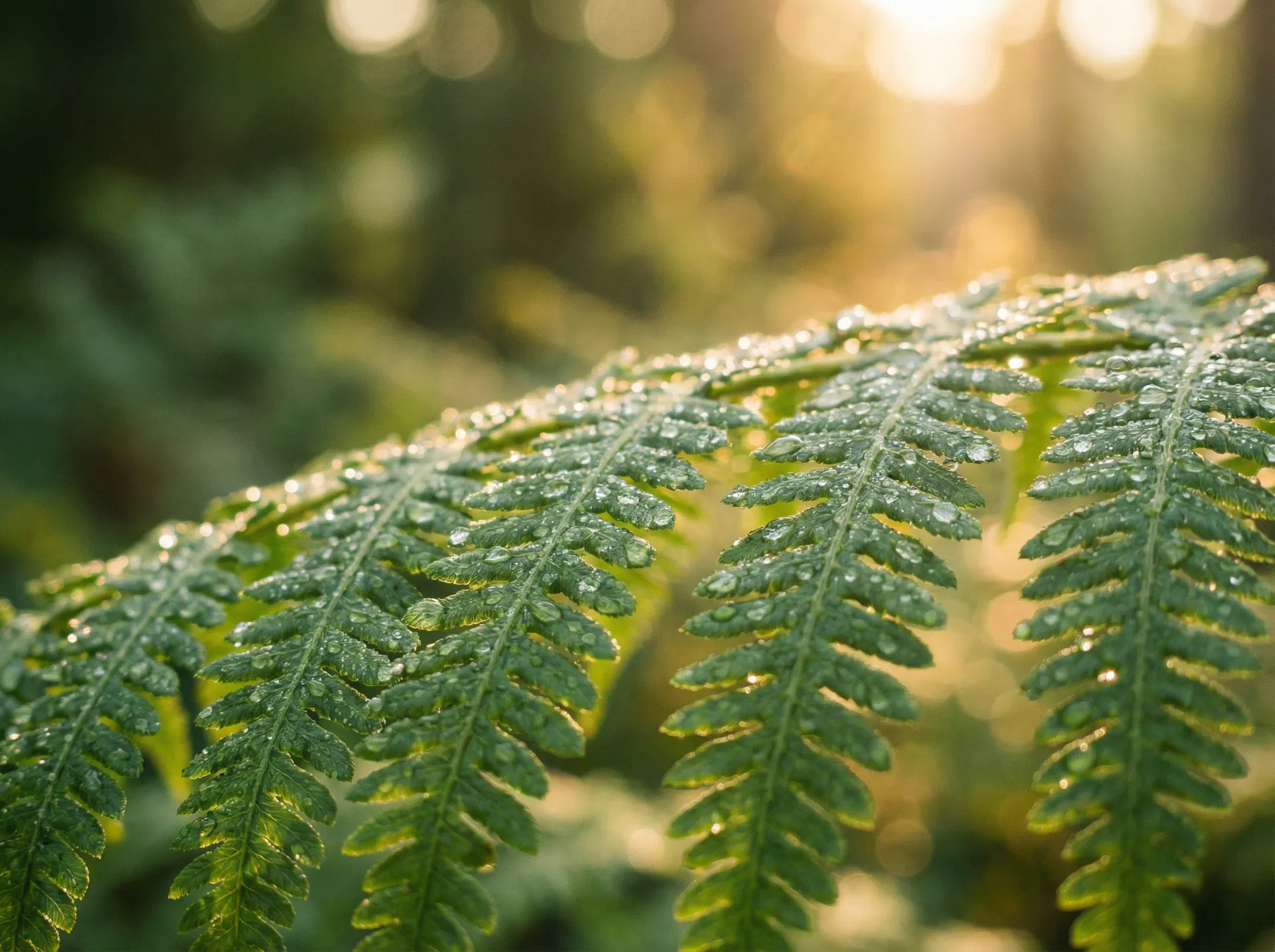 Farnblatt mit Morgentau