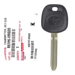 Toyota OEM Valet Transponder Blank Key 89786-0R020 Chip 4D74 H Chip