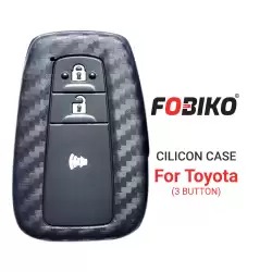 Silicon Cover for Toyota Smart Remote Key 3 Button Carbon Fiber Style Black