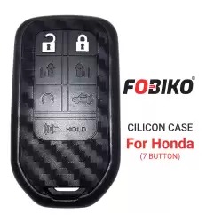 Silicon Cover for Honda Odyssey Smart Remote Key 7 Button Carbon Fiber Style Black