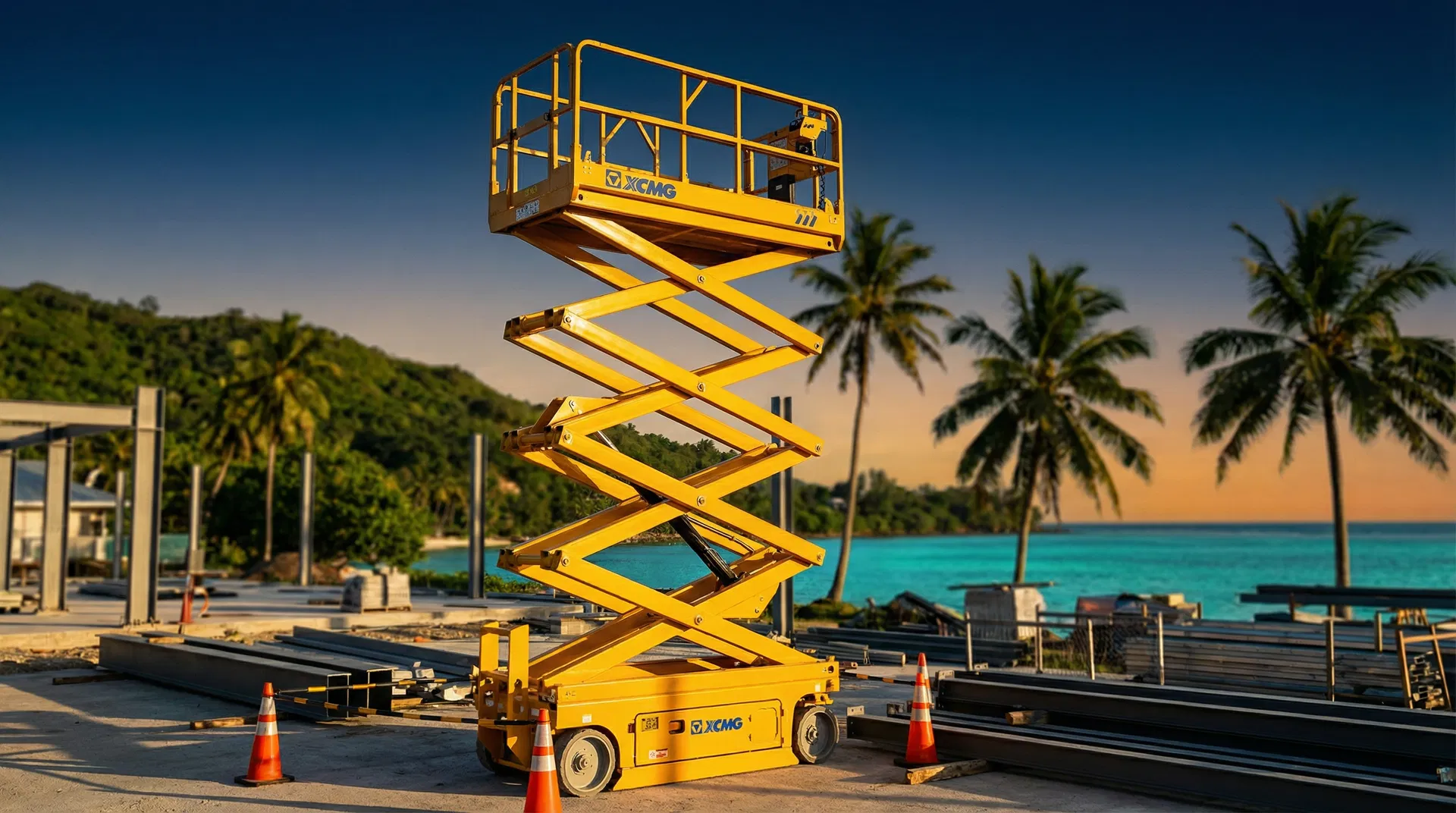 XCMG Scissor Lift on Pacific construction site