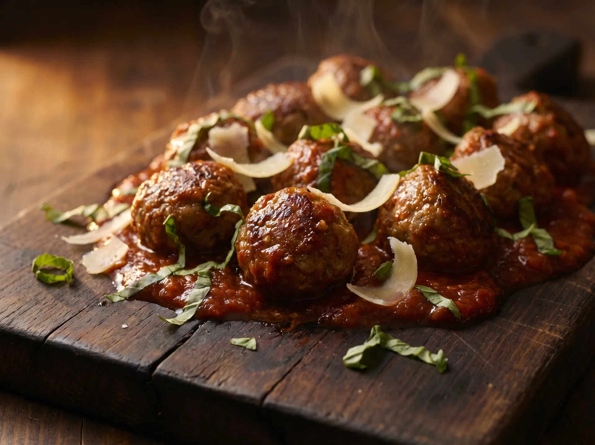 Handcrafted meatballs with napoli sauce