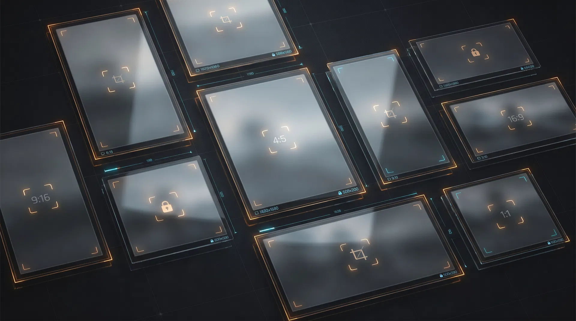 عرض بصري لمجموعة نسب أبعاد مختلفة للصور