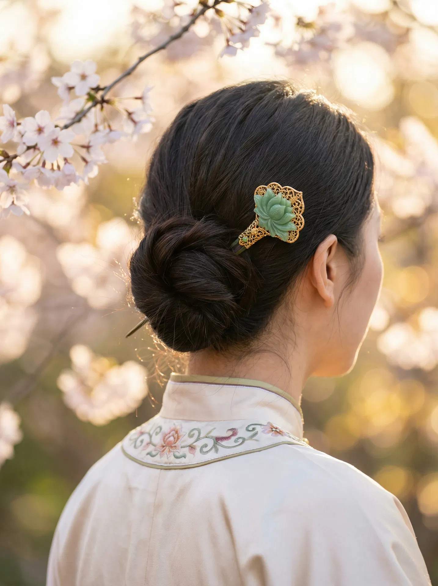 The Gentle Breeze hairpin has been in my rotation every single day. Jade lotus carving is so delicate and real. Worth every penny.
