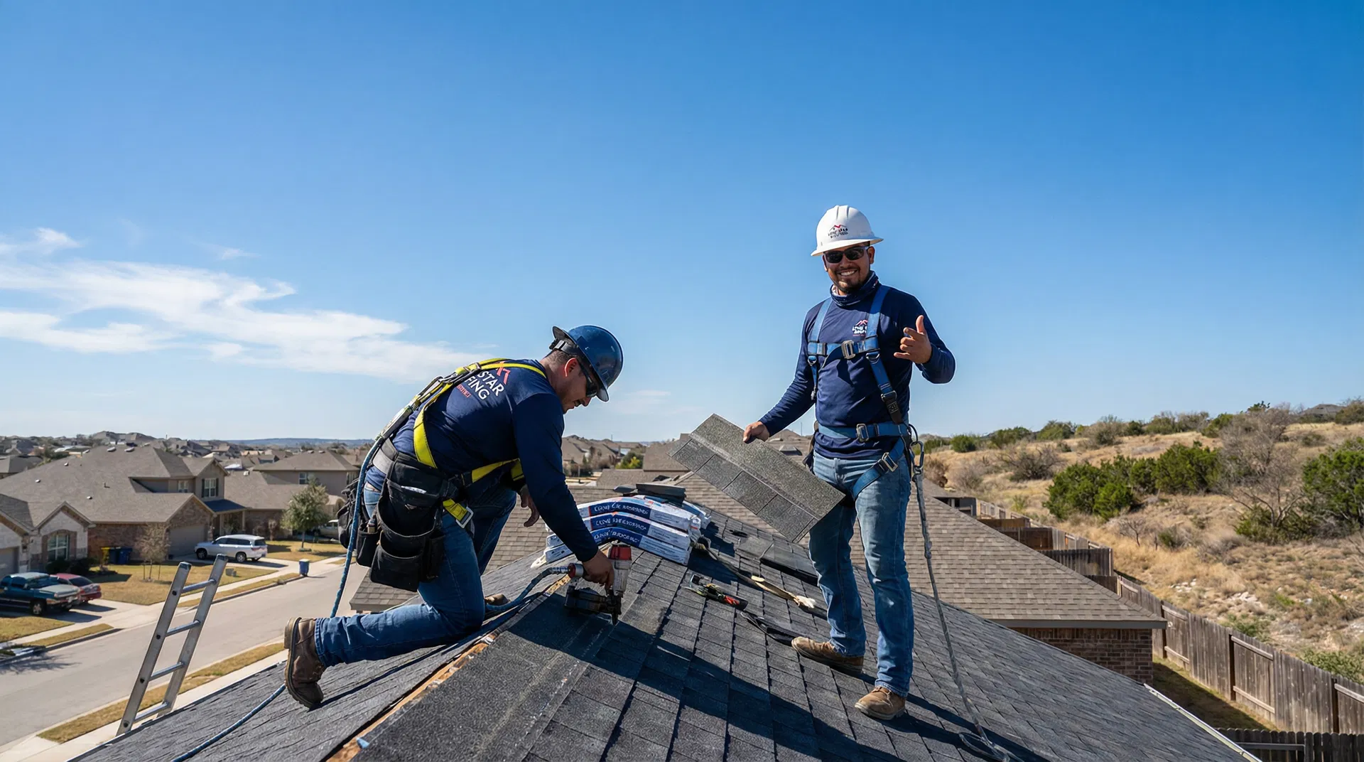 SkyFall roofing team at work