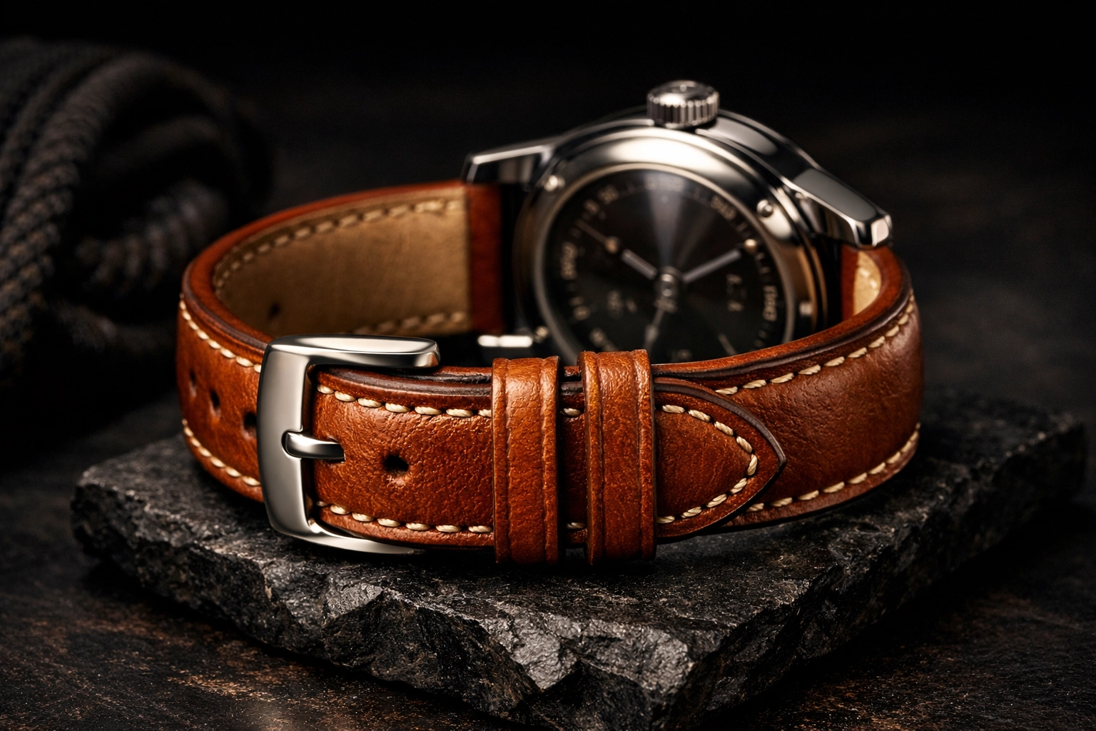 Relógio com pulseira de couro premium