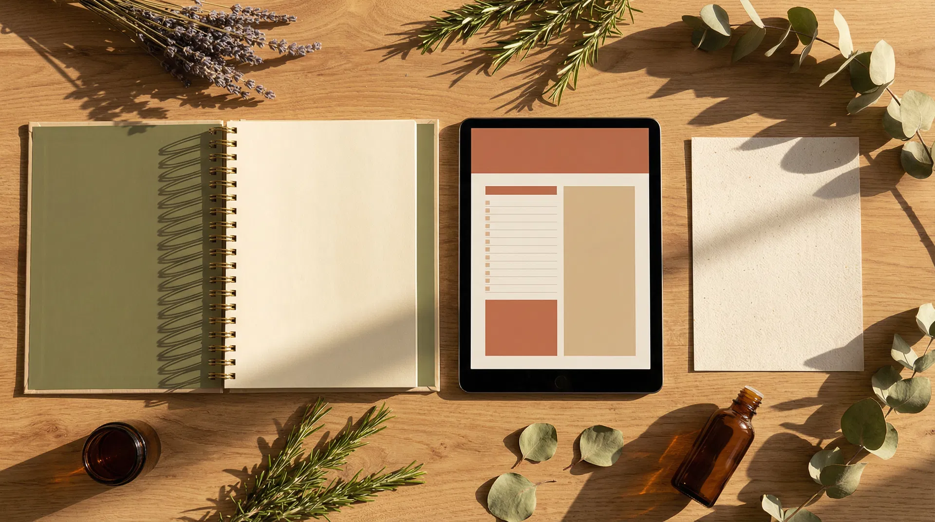 Three digital product mockups