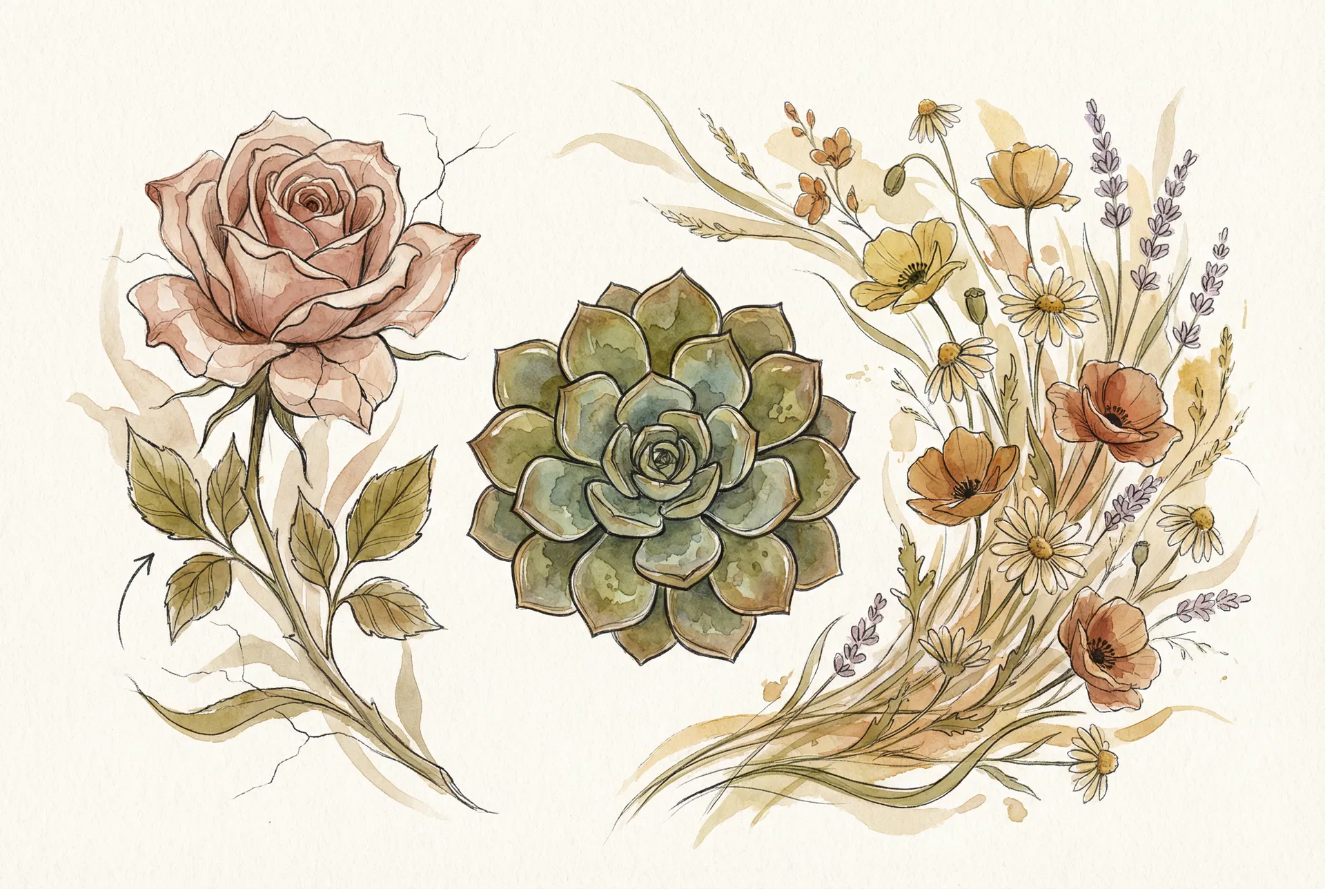 Botanical skin type illustration