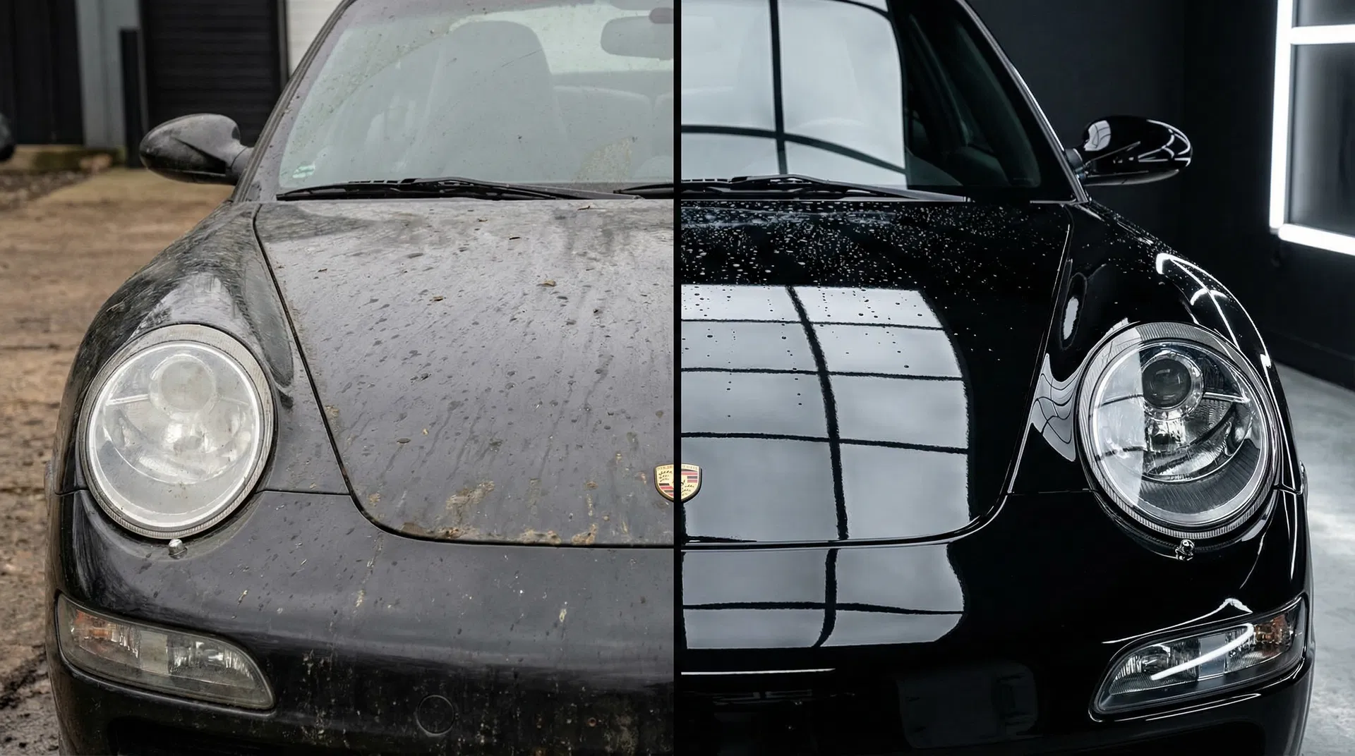 Before and after car detailing