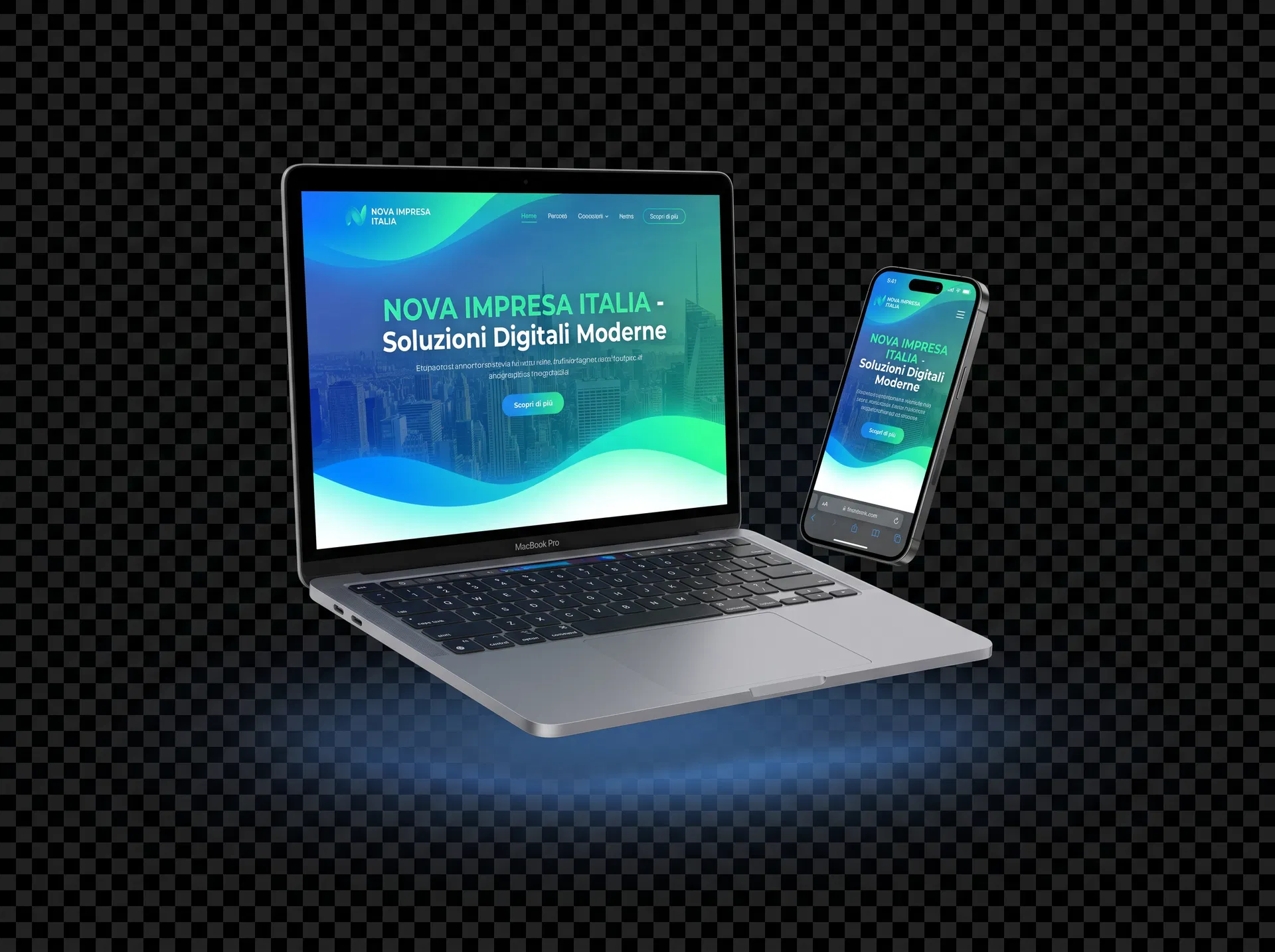 Sito web responsive su laptop e smartphone