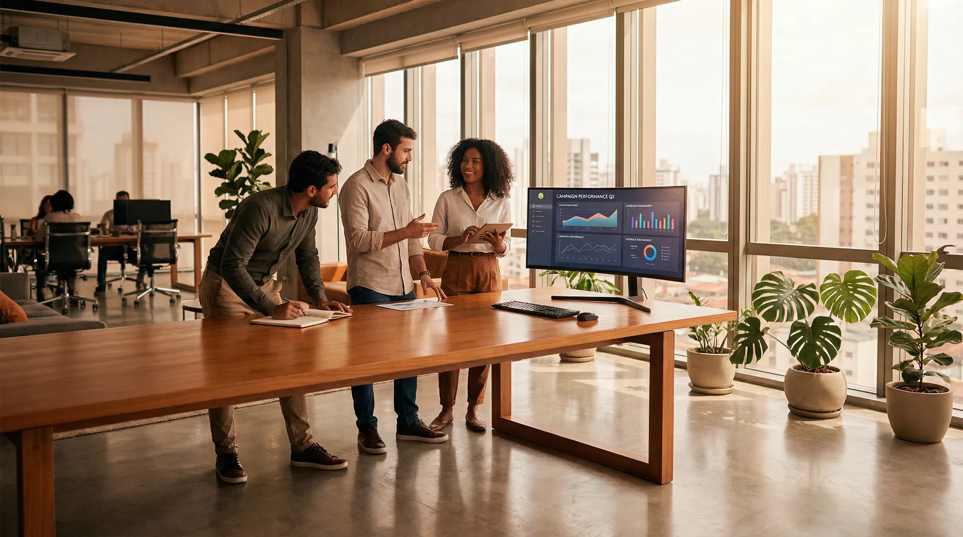 Equipe Opus Digital em reunião estratégica