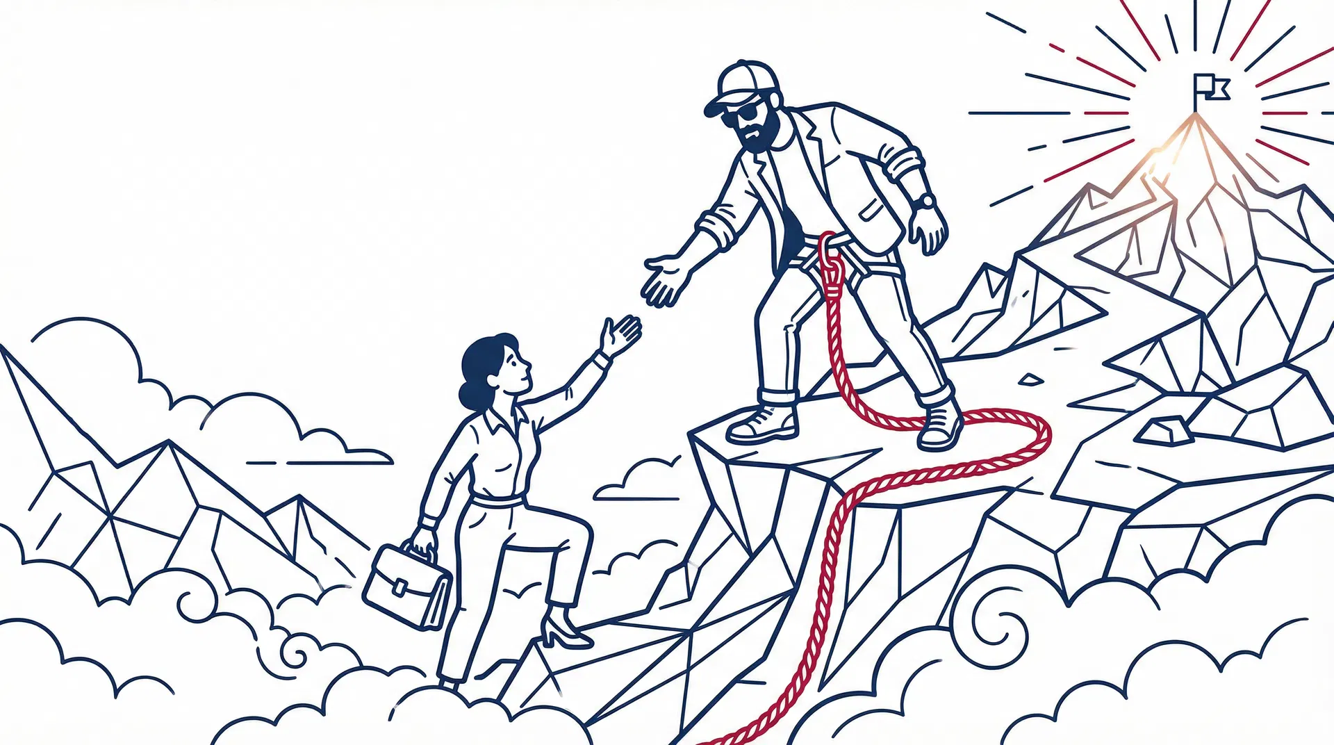 Bobby Samai guiding a business owner to the summit — Valley to the Mountain Marketing