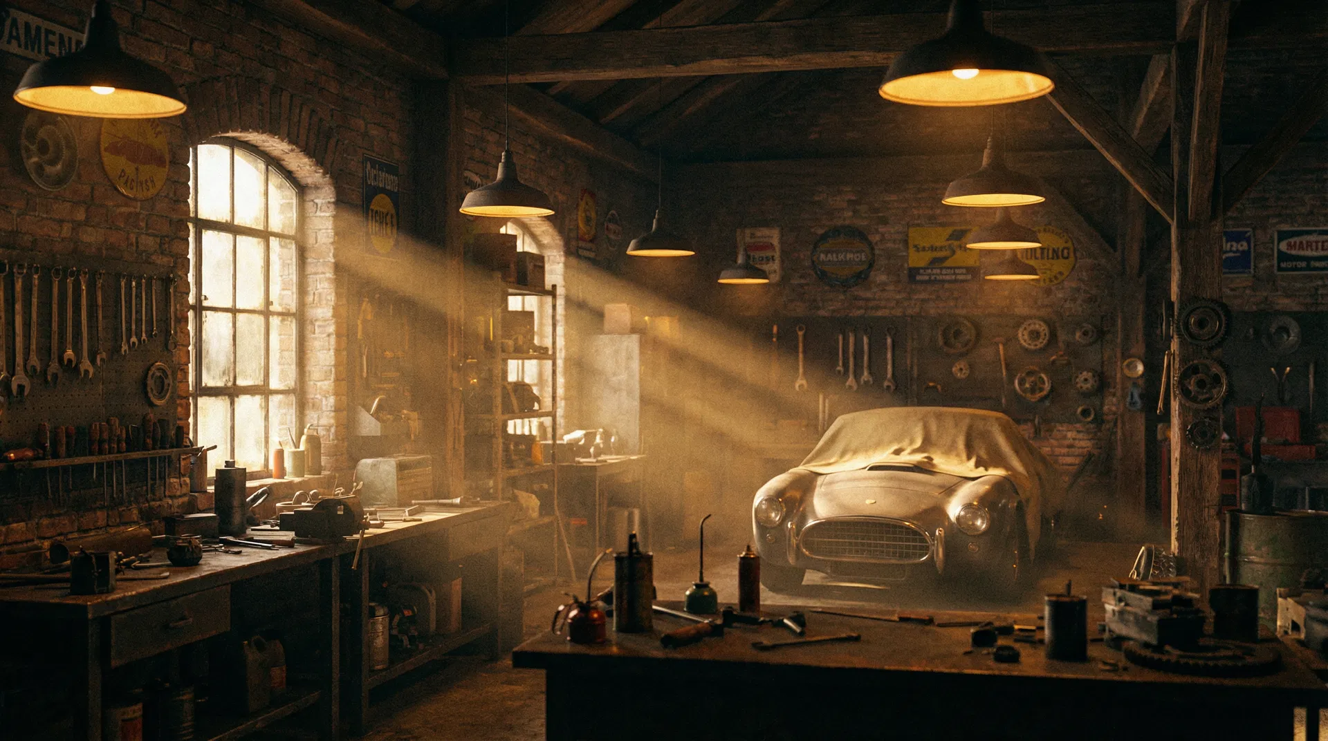 Vintage automotive workshop