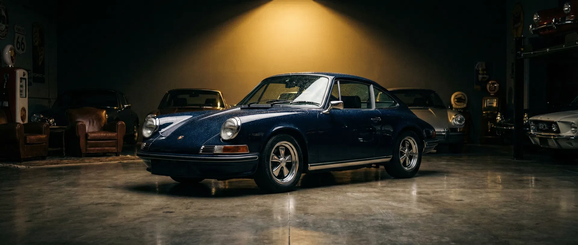 Classic Porsche in luxury garage