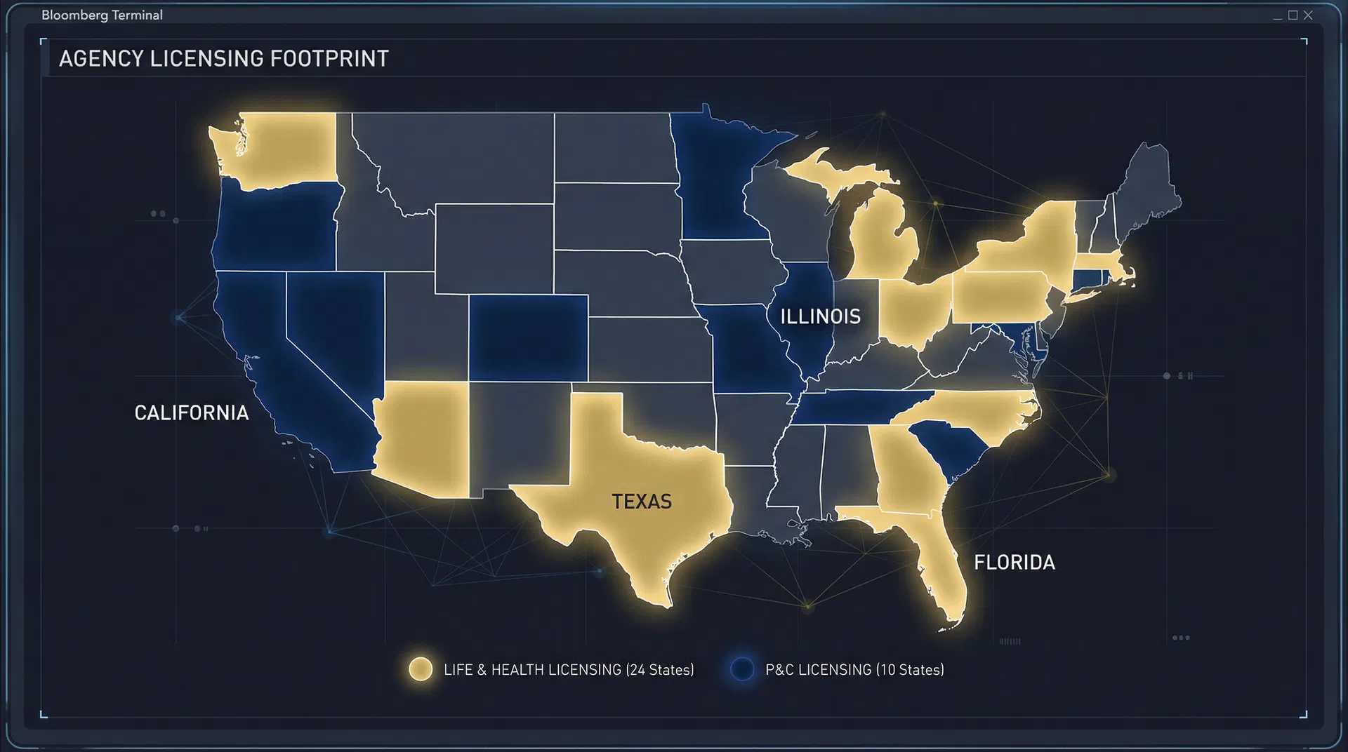 US map showing Apex Authority Insurance licensing coverage across states