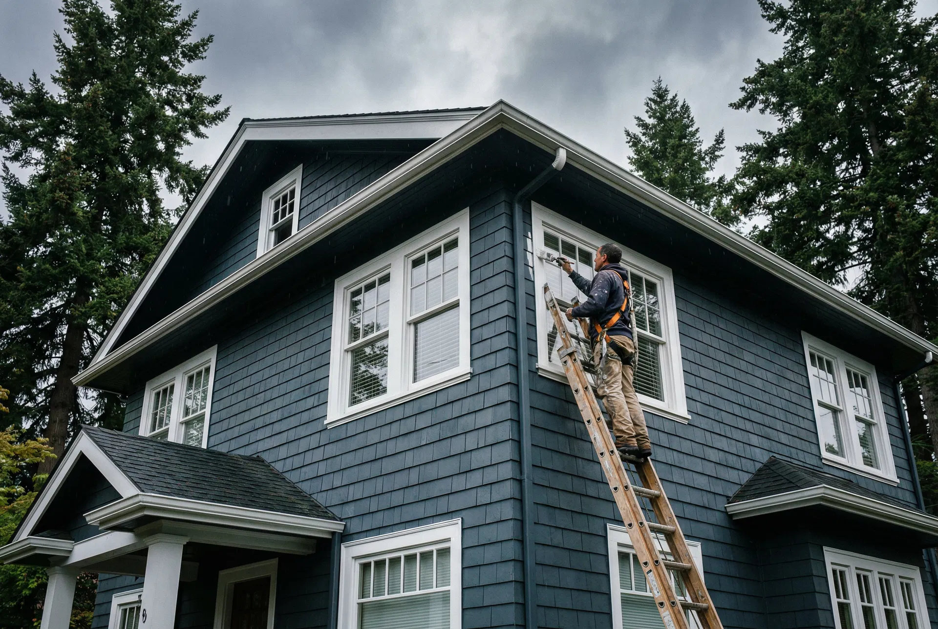 Exterior of a Seattle home being painted