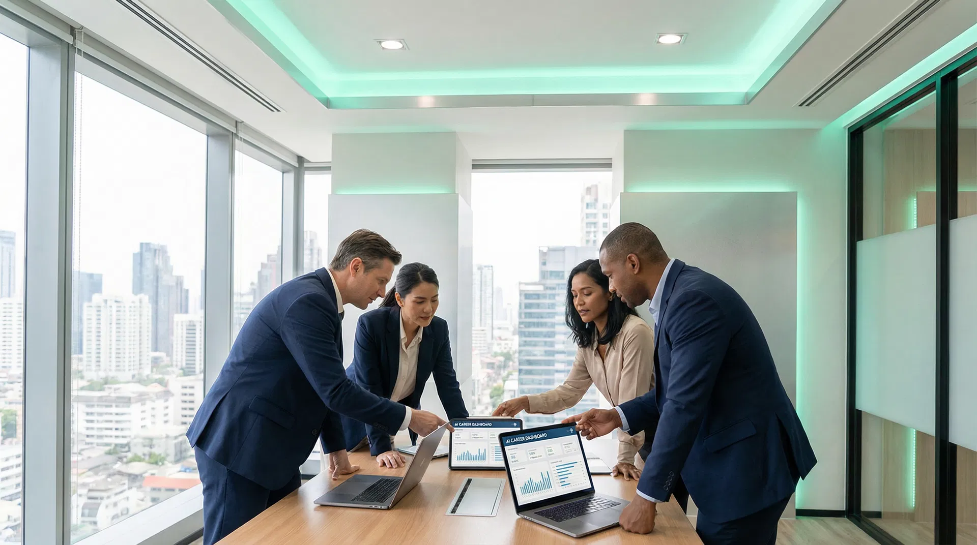 Diverse professionals collaborating