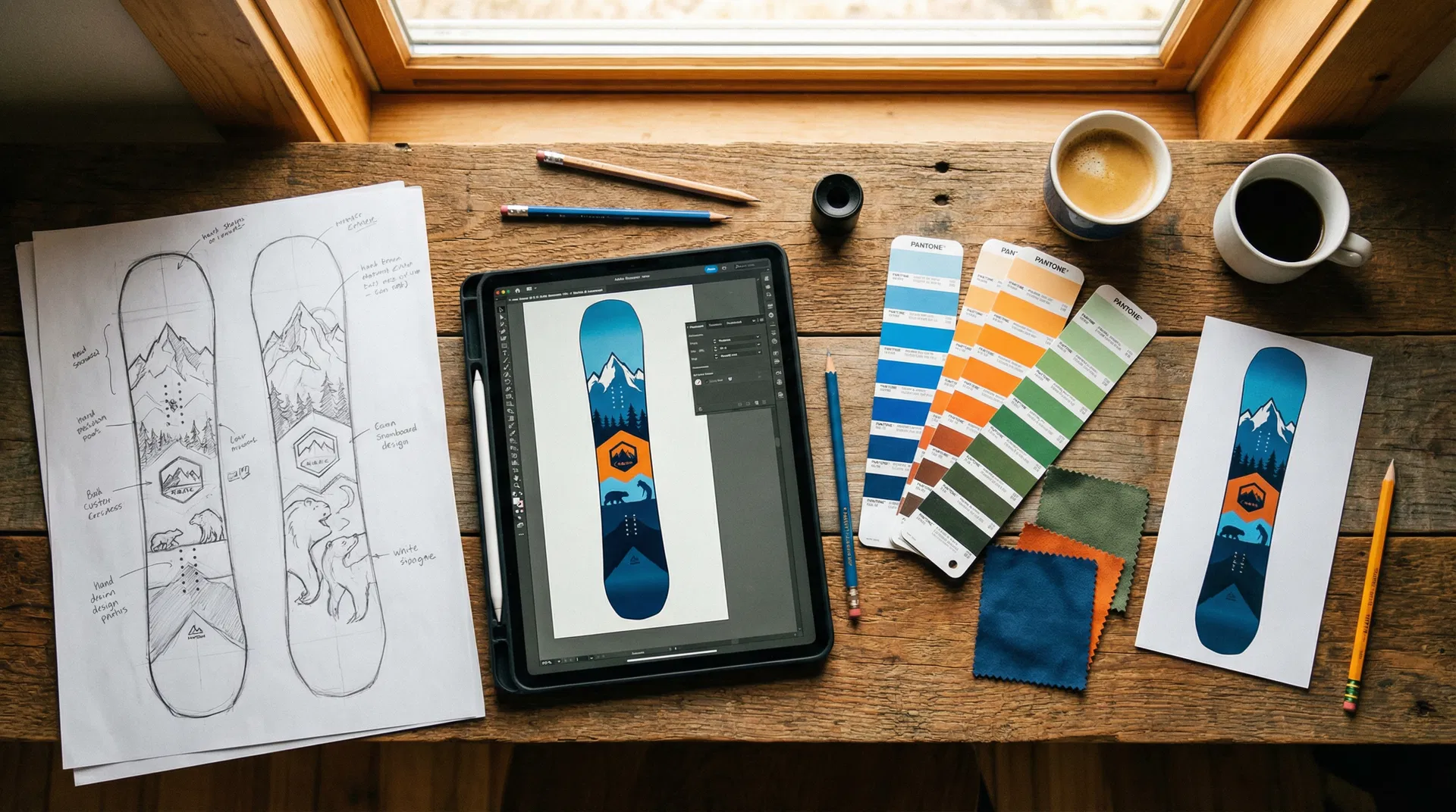 Design process — from sketch to digital rendering