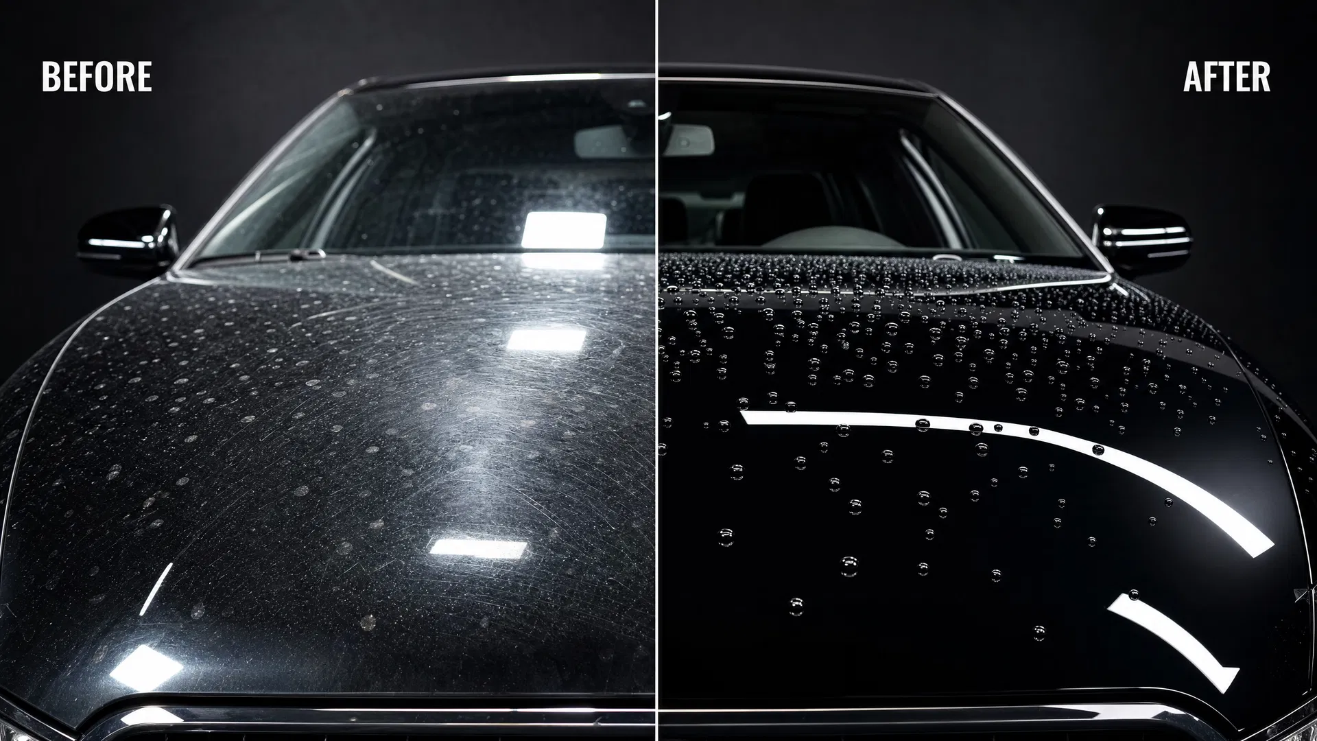 Before and after paint correction comparison