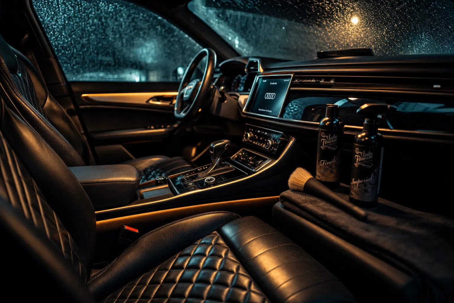 Luxury car interior after professional detailing