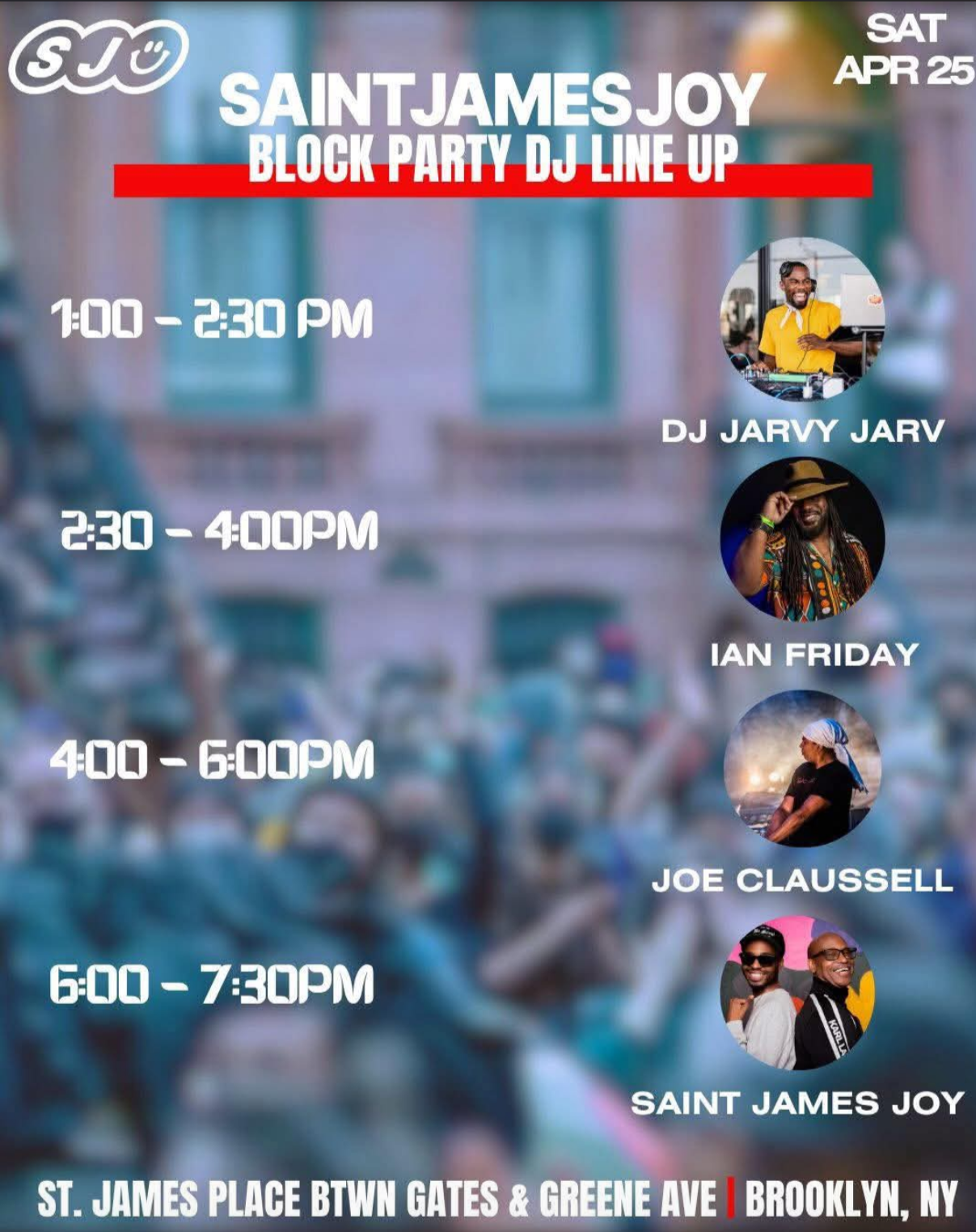 SAINT JAMES JOY BLOCK PARTY DJ LINE UP