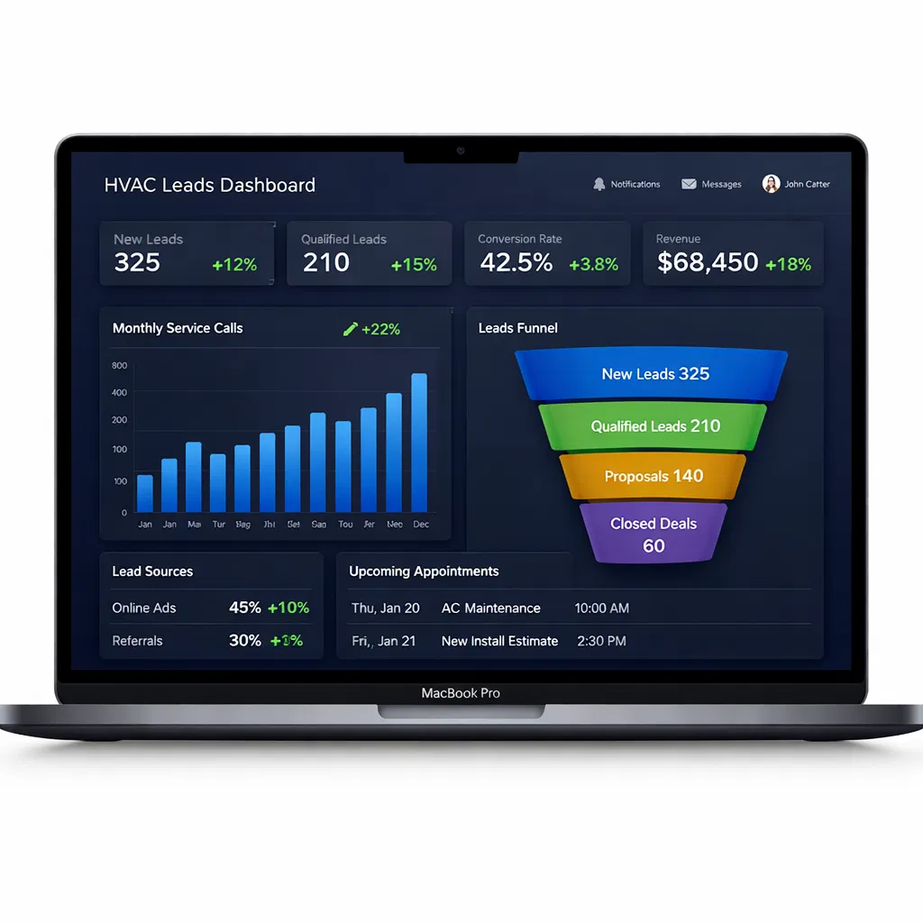 Regime Marketing HVAC Leads Dashboard
