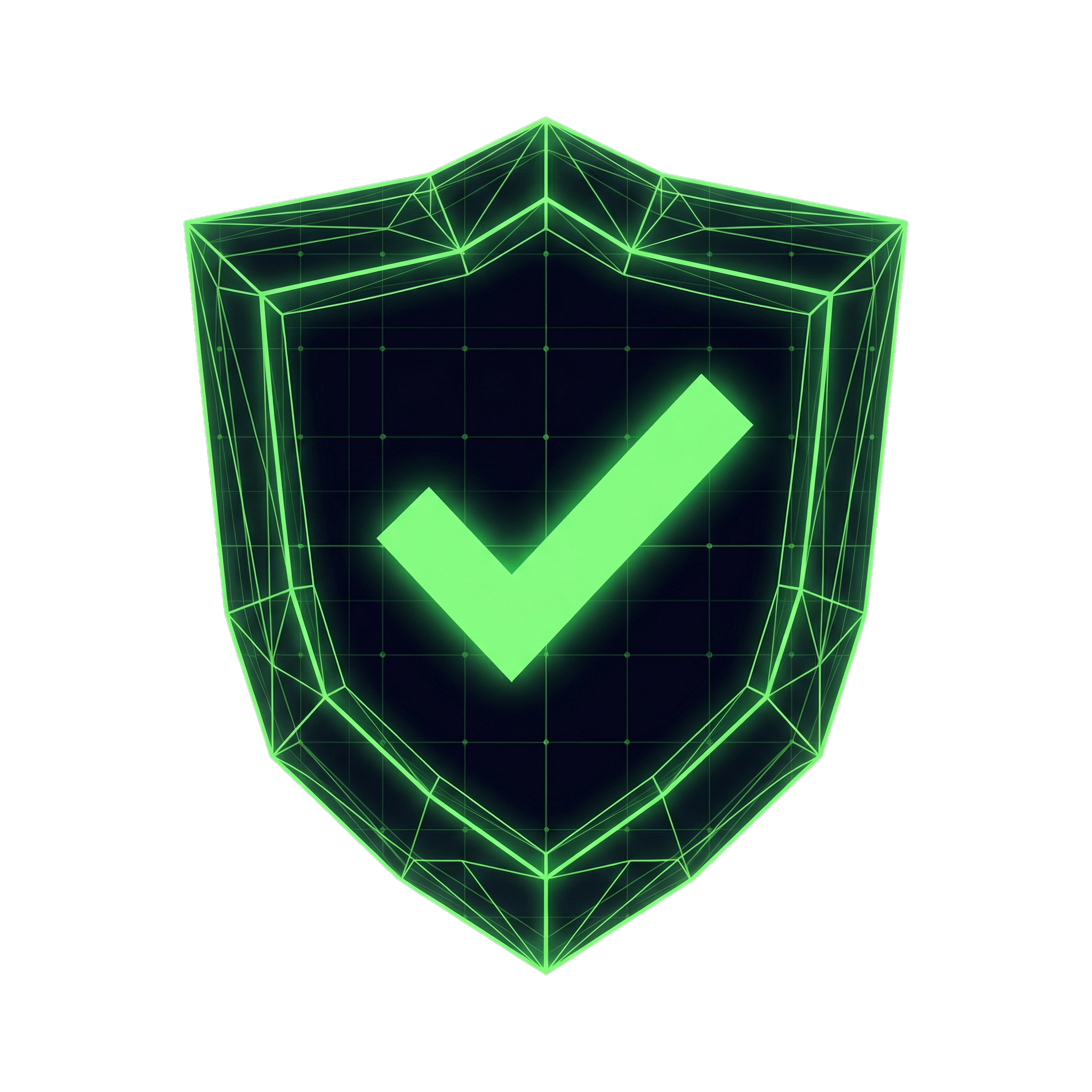 Escudo com checkmark verde neon representando garantia incondicional de 7 dias