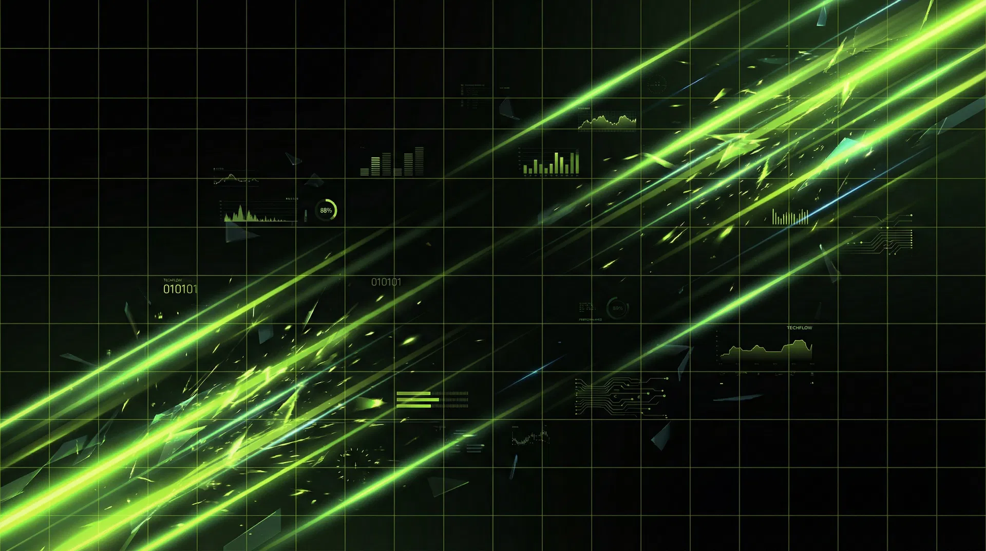 Fundo de dashboard com grid técnico e elementos neon para Acelera Digital