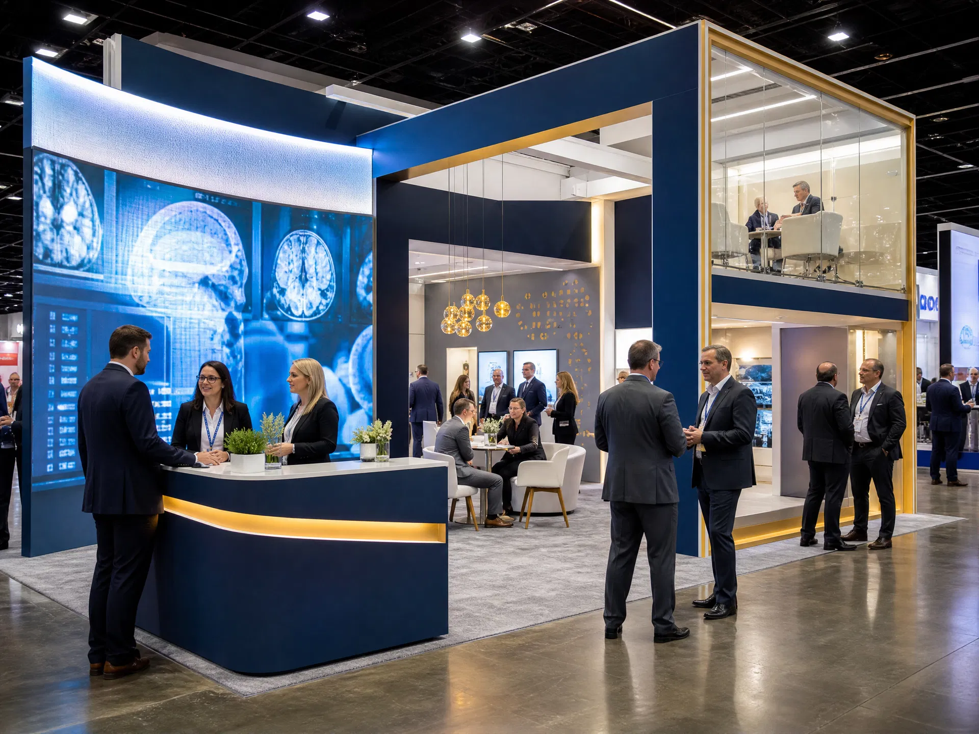 Healthcare trade show exhibit on a convention show floor