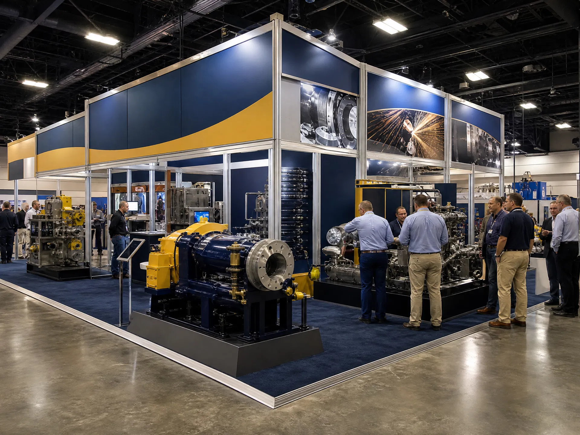 Manufacturing trade show exhibit on a convention show floor