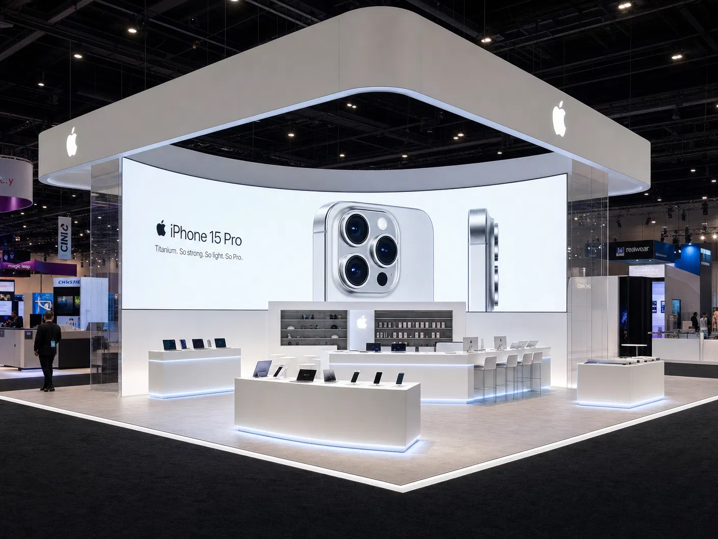 Trade show exhibit with LED elements - 30x30 Interactive LED Booth for NAB Consumer Electronics