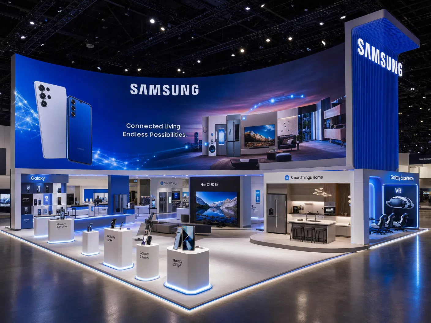 CES 30x30 LED Backwall Booth for Technology Companies LED exhibit booth rental