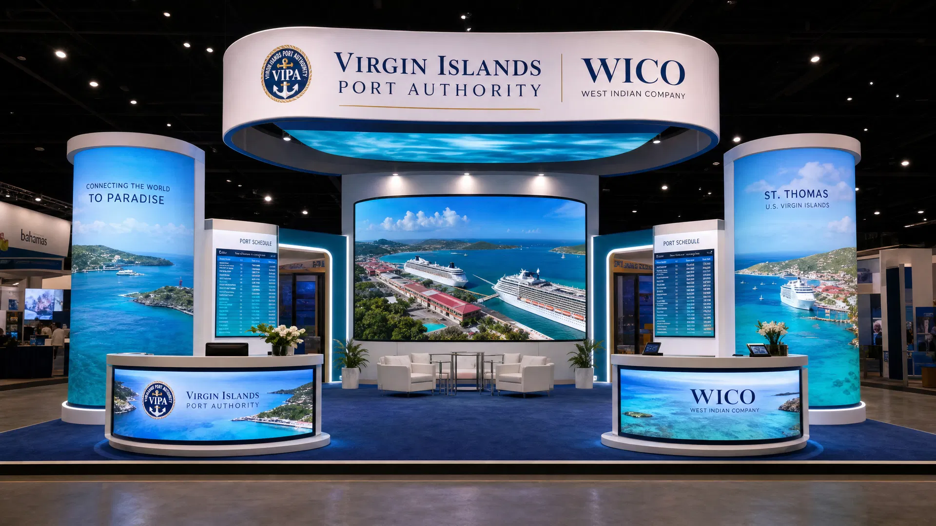 20x20 LED Screen Booth for Coverings Technology Companies - LED exhibit thumbnail