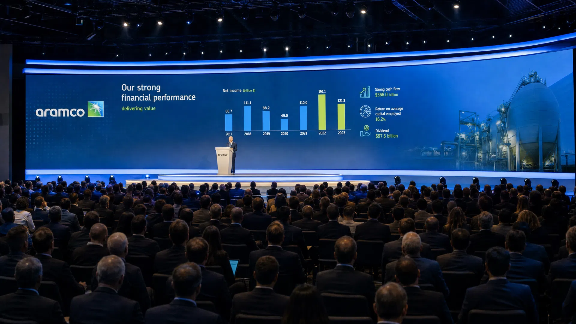 Corporate Keynote — Curved LED Stage Backdrop