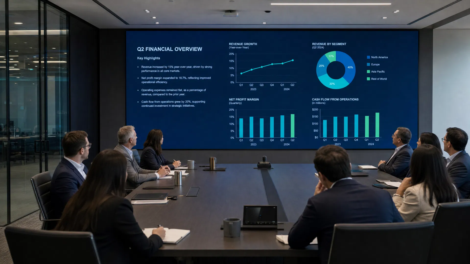 Executive Boardroom — Full-Wall LED Presentation