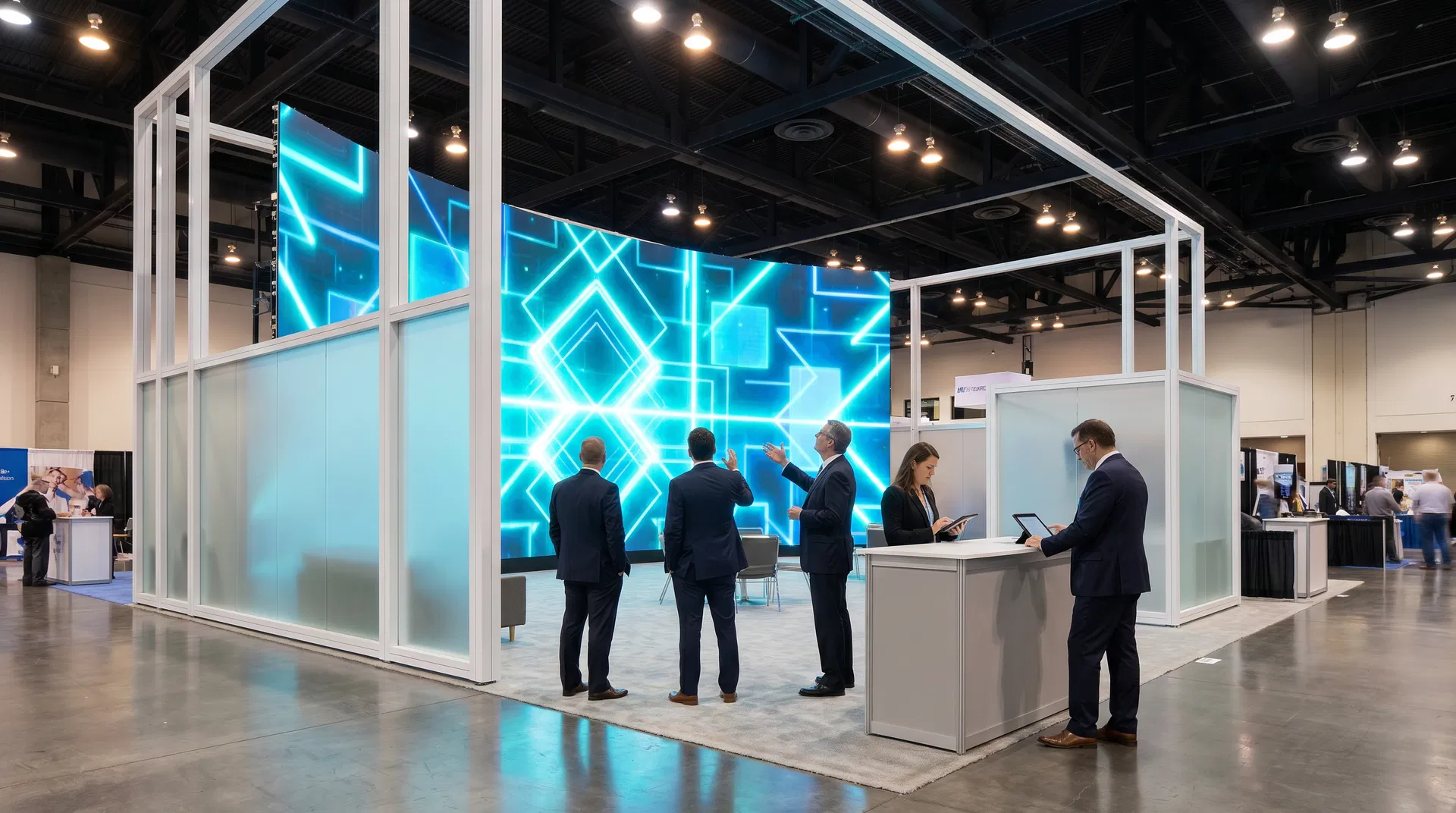LED Video Wall Exhibit Booth — Geometric LED Panels