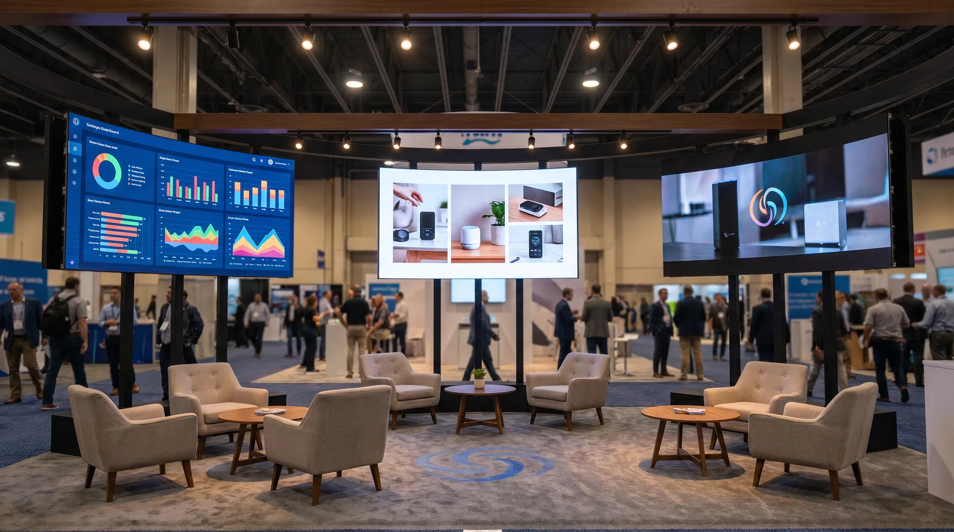 Multi-Panel LED Configuration — Trade Show Lounge