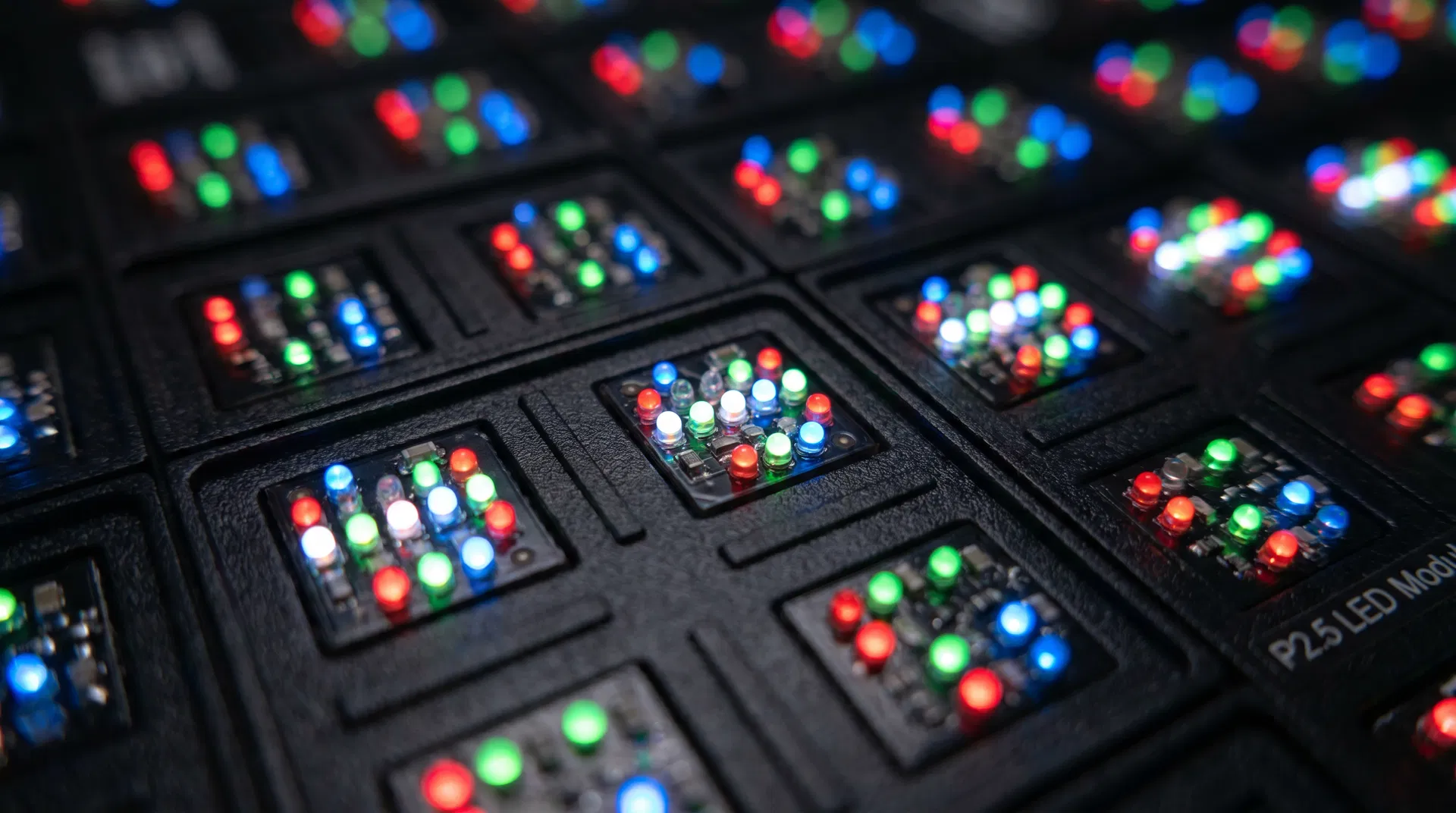 LED Panel Tiles — Close-Up of Display Technology