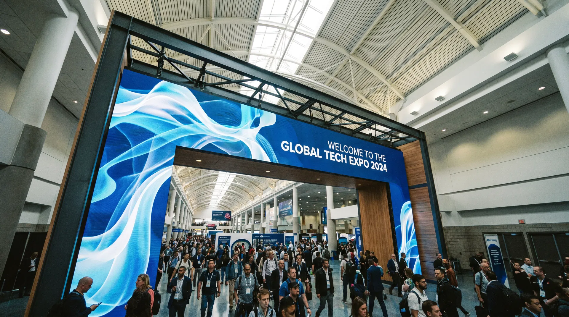 Convention Center Entrance — Massive LED Welcome Wall