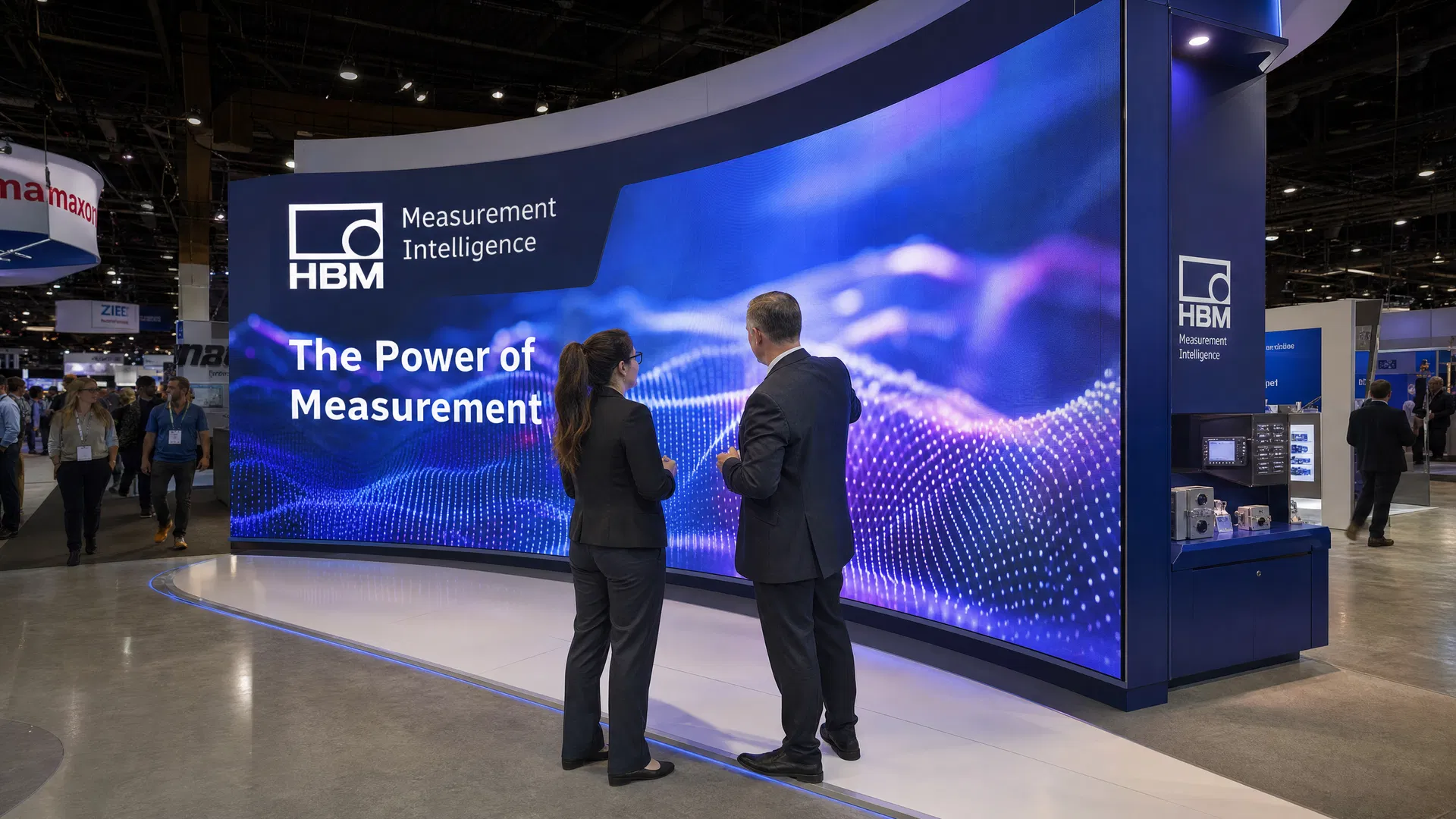 Curved LED Video Wall — Attendees Examining Display