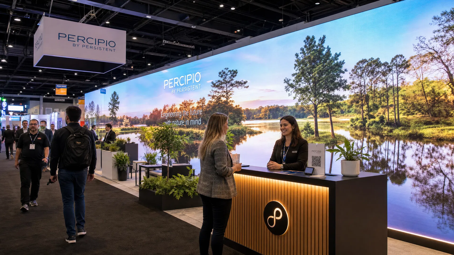 Inline Booth — Floor-to-Ceiling LED with Reception