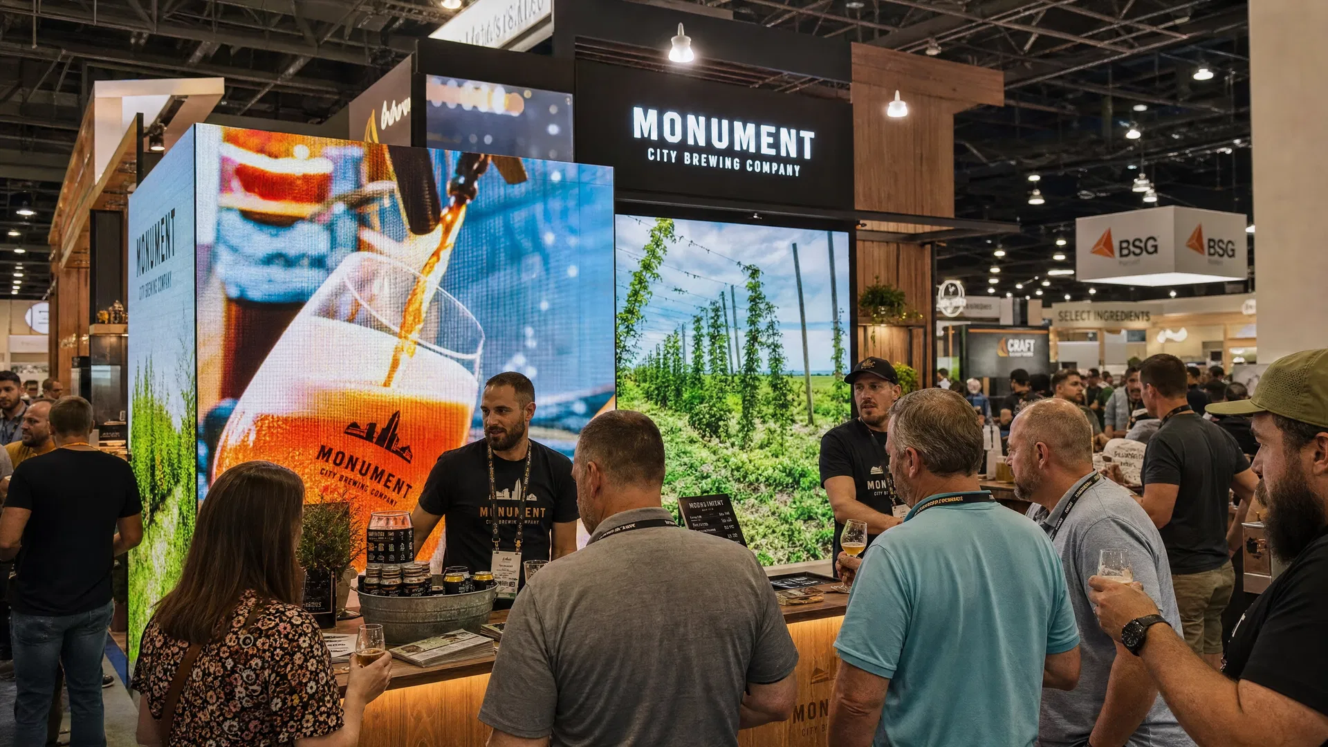 Craft Brewery Booth — LED Walls with Bartenders