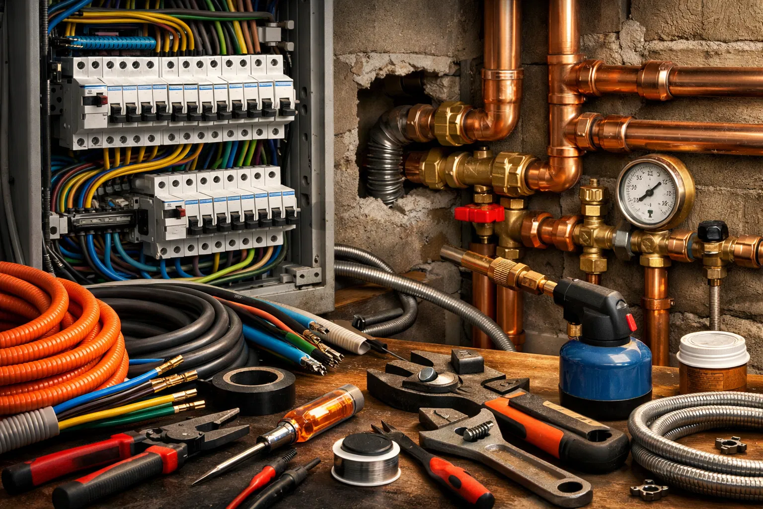 Professional electrical and plumbing work