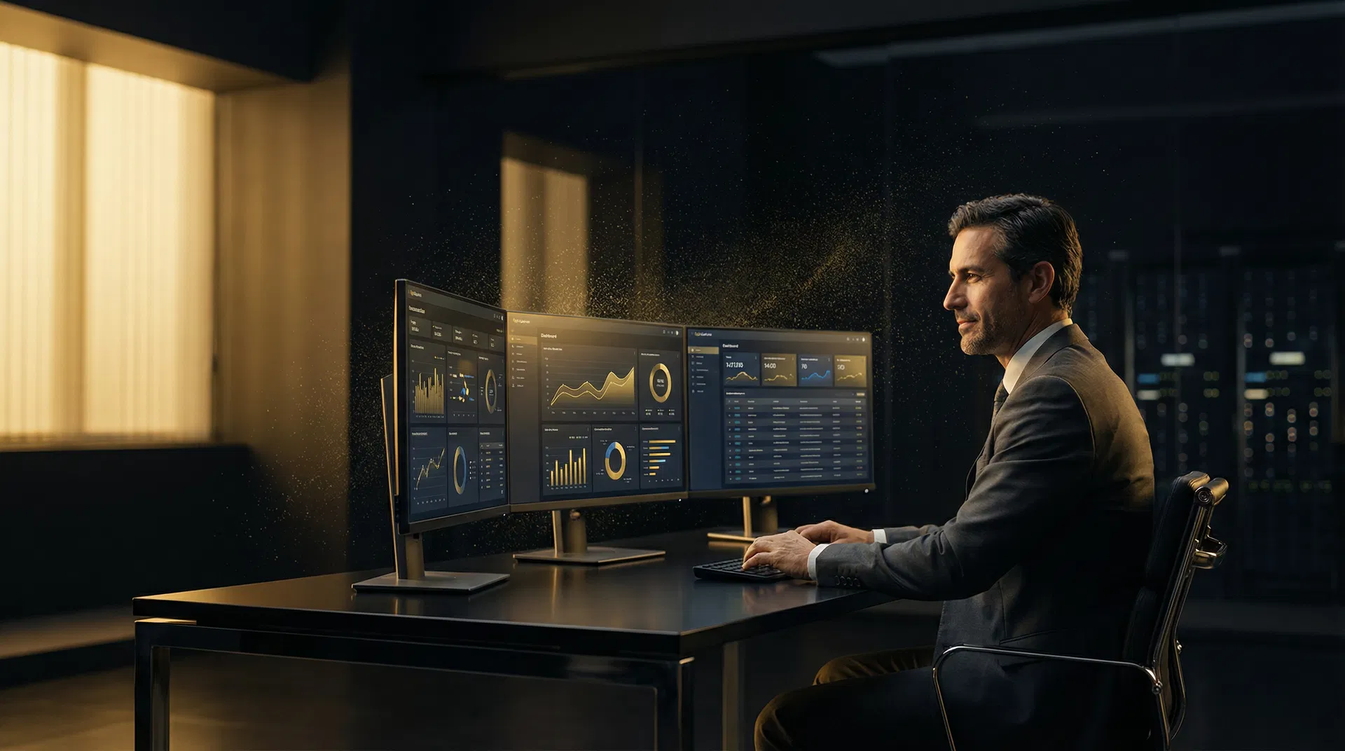 Empresario con tecnología avanzada