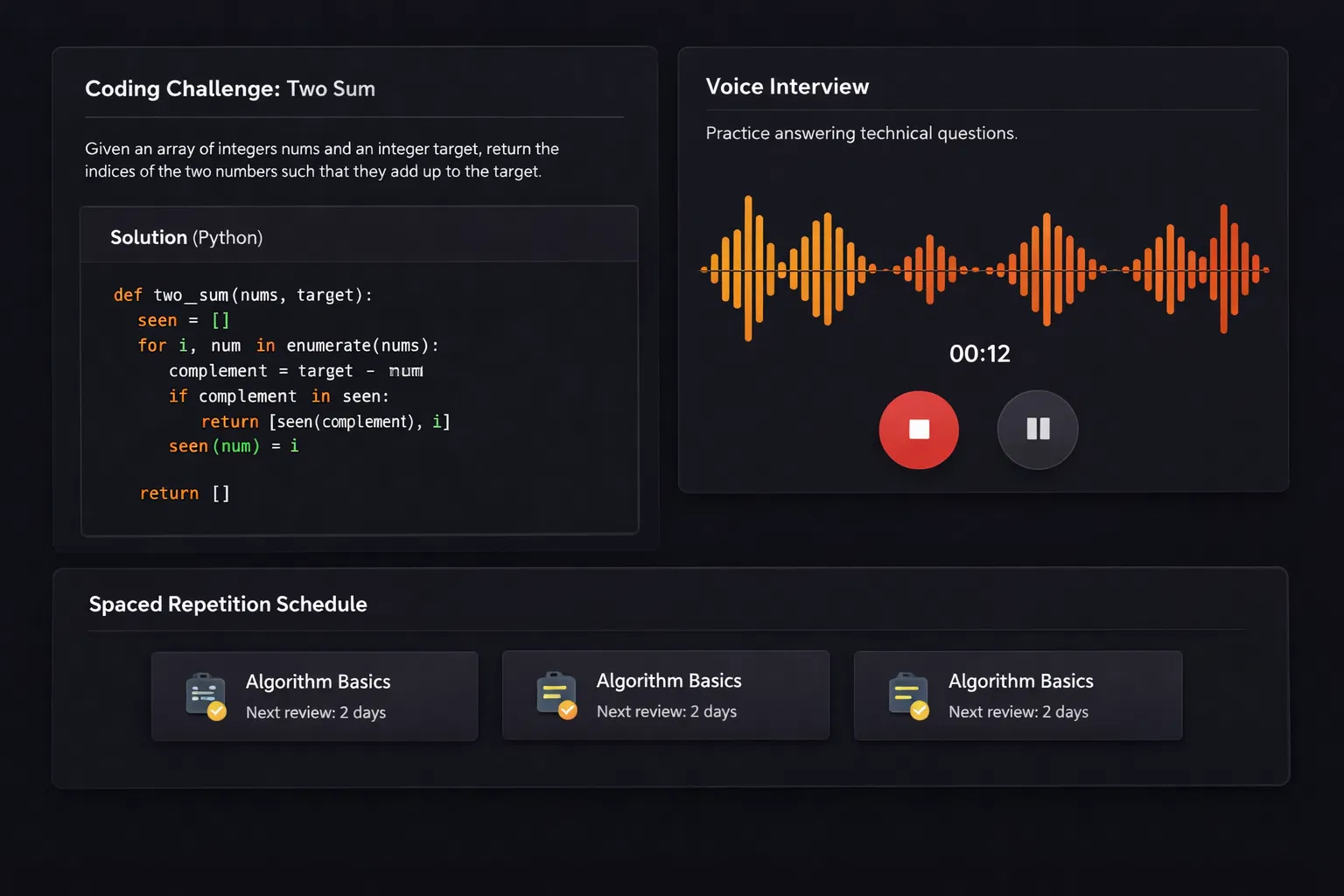 HireReady dashboard showing practice questions and progress