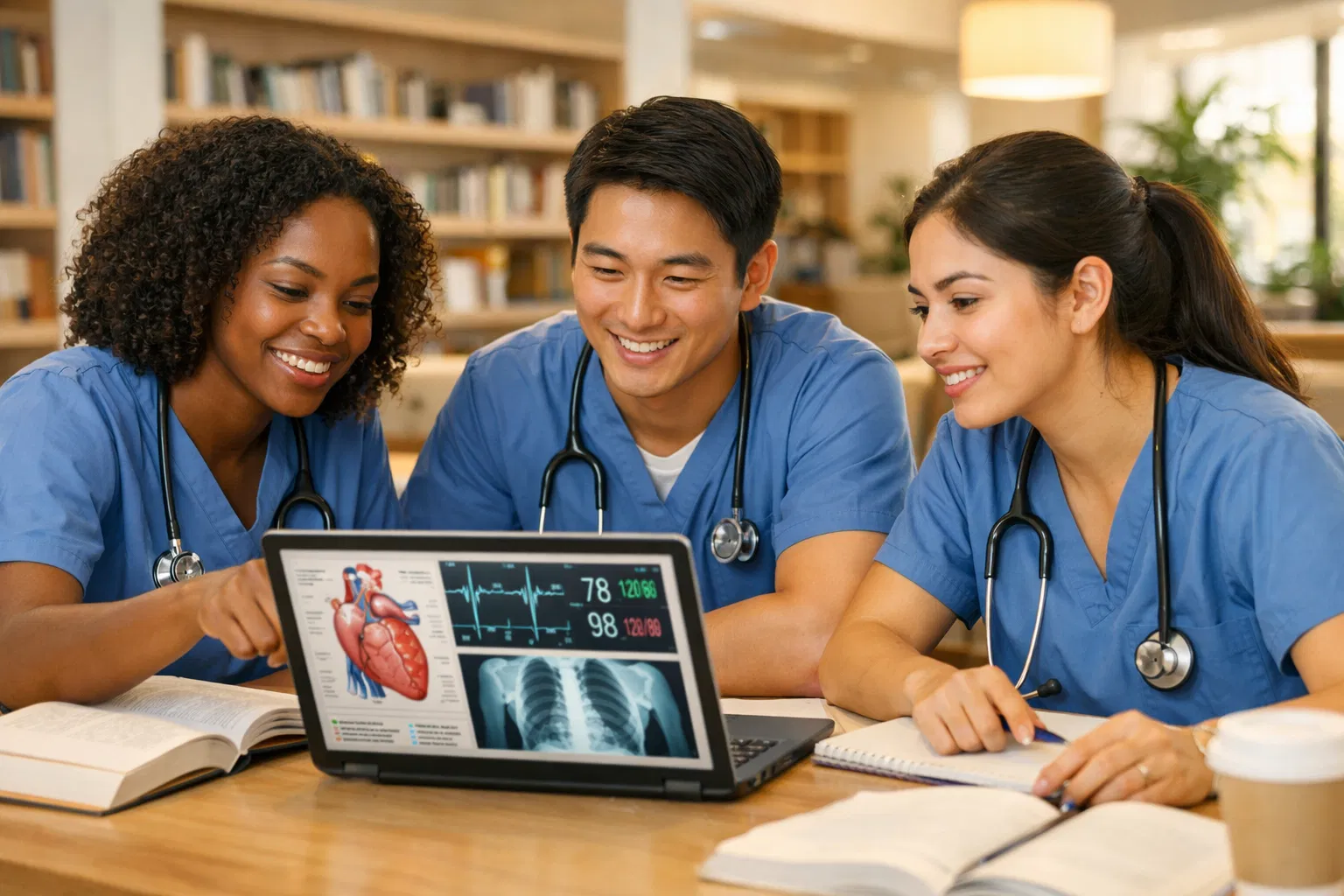 Nursing students studying together
