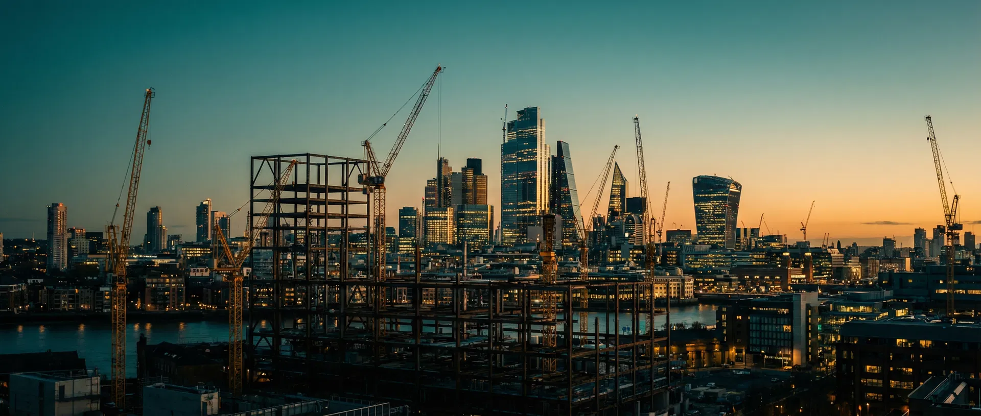 City skyline at twilight